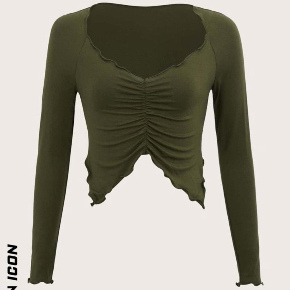 SHEIN Green Split Hem Crop Top